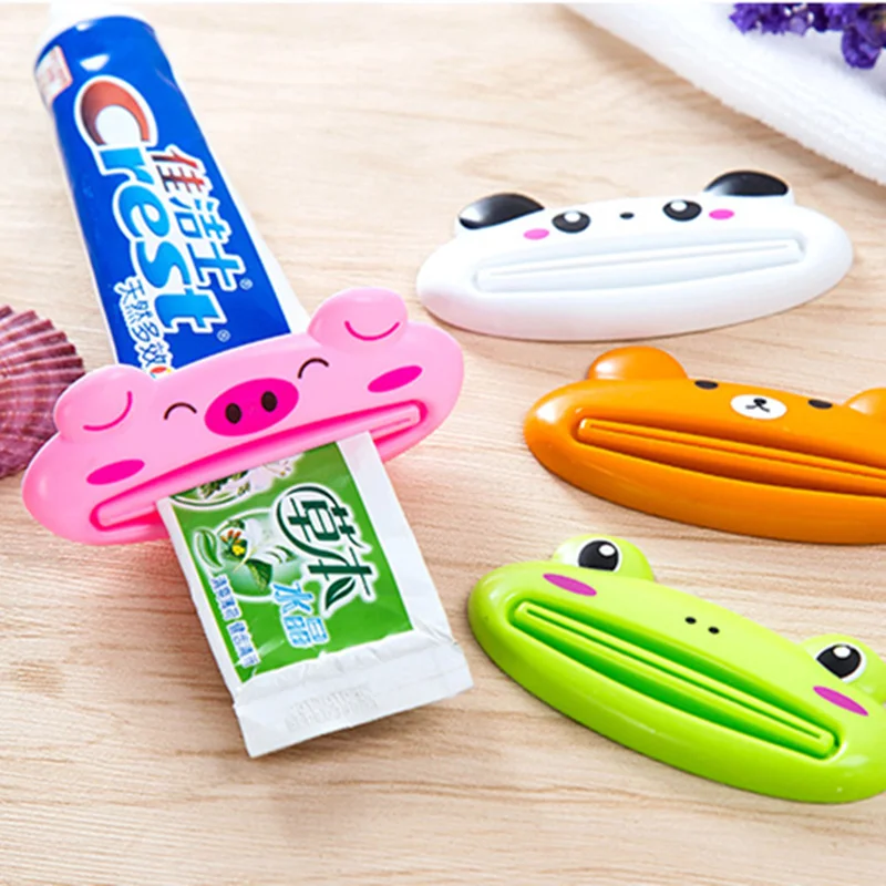 Exprimidor de pasta de dientes con dibujos animados, exprimidor, dispensador, Soporte rodante, accesorios de baño
