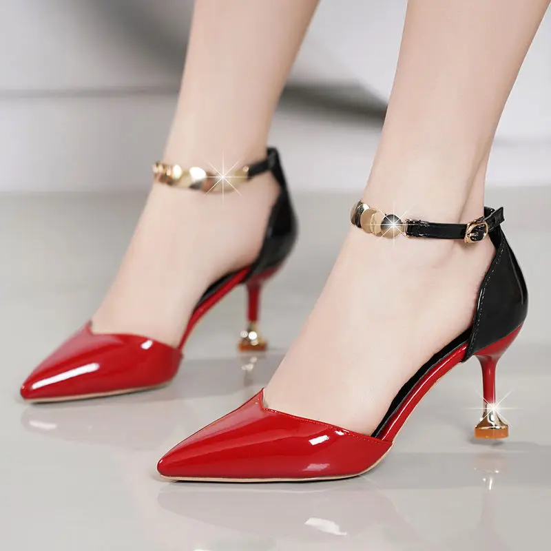 Zapatos de tacón alto de piel de pu blancos de alta calidad para mujer, zapatos informales de tacón alto con estilo c2918 de Cresfimix