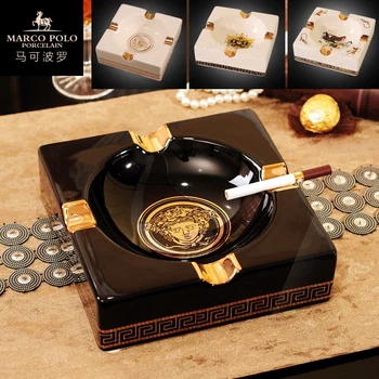 

Ceramic ashtray creative trend personality European cigar retro living room large home black office ktv LB70215