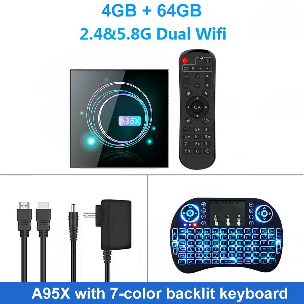 Torntisc A95XF3 тонкий Android 9,0 Smart tv BOX Amlogic S905X3 4 ГБ 32 ГБ 64 Гб 8K HD 2,4/5,0G WiFi Plex медиа-проигрыватель Google tv BOX - Цвет: 4GB 64GB Blacklight