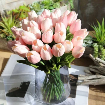 

20pc30pc Tulips Artificial Flowers Real touch PU artificiales para decora Bouquet Tulip for Home Wedding decoration Flower B1016