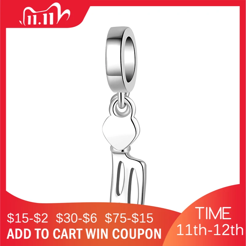 

New 925 Sterling Silver Kitchen knife shape charms Beads Fit Original JIUHAO Charm Bracelet Bangles Pendant DIY Jewelry