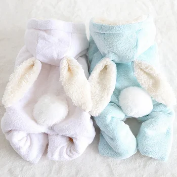 

Cute Pet Warm Dog Costume For Autumn And Winter Puppy Clothes Rabbit One-piece Warm Clothes Hooded Jumpsuit For Dogs