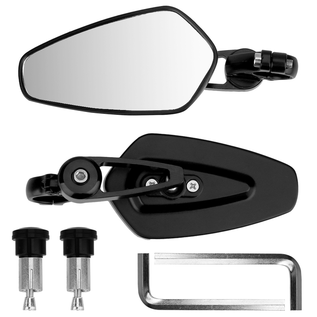 Adjustable 7/8" 22mm Bar End Rear Mirrors Motorbike Scooters Rearview Mirror Side View Mirrors For Cafe Racer 2Pcs/set