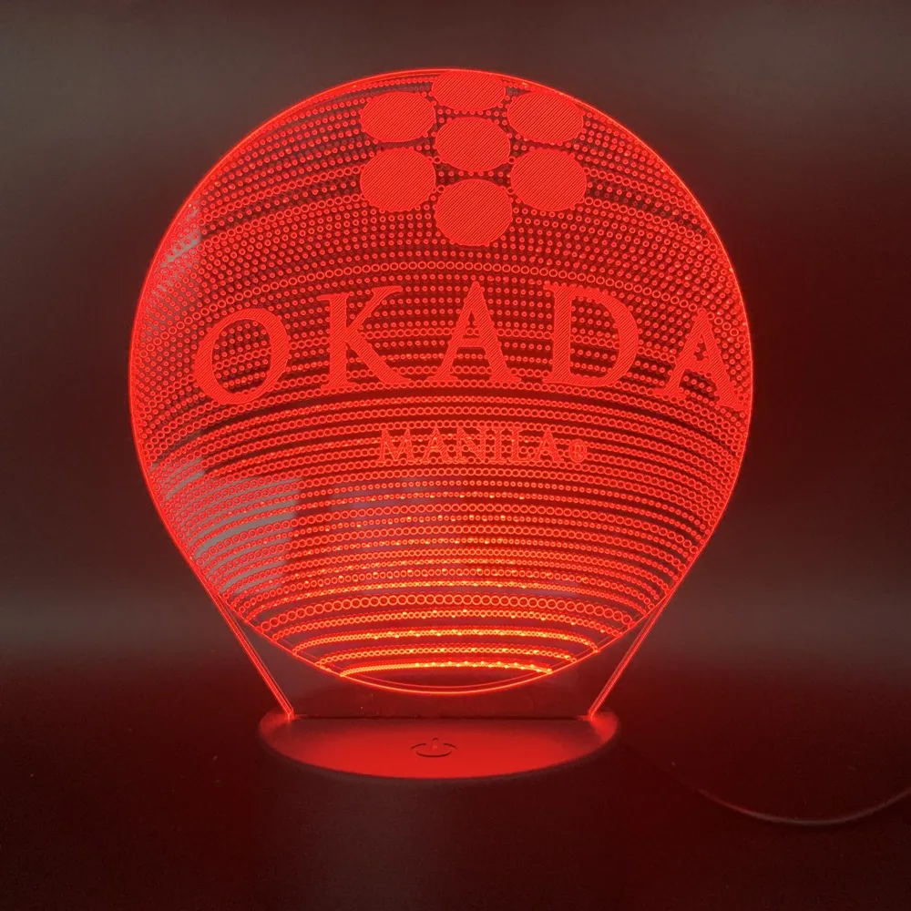 3d лампа с питанием от аккумулятора Okada, отель Манила, потрясающий подарок для детей, 7 цветов, с пультом дистанционного управления, светодиодный ночник, светильник, украшение для помещений