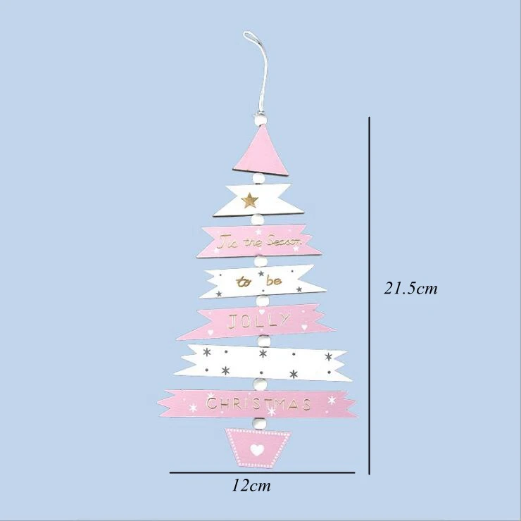 1 шт. веселые рождественские буквы деревянные подвески, украшения орнамент с рождественской елкой деревянные поделки для дома стены Рождественская вечеринка украшения - Цвет: Pink