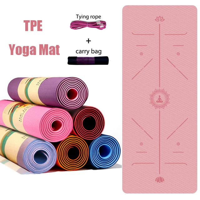 TPE Yoga Mat 6mm For Beginner Non slip Mat Yoga Sports Exercise Pad With Position Line