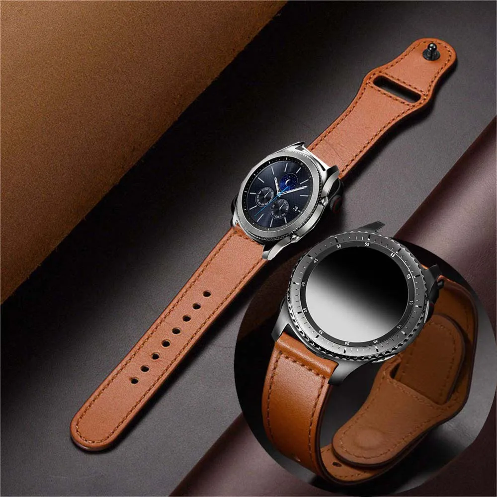 Ремешок из натуральной кожи для samsung galaxy 46 42 s2 s3 gear sport Huawei GT 2E Vivo браслет часов Ticwatch