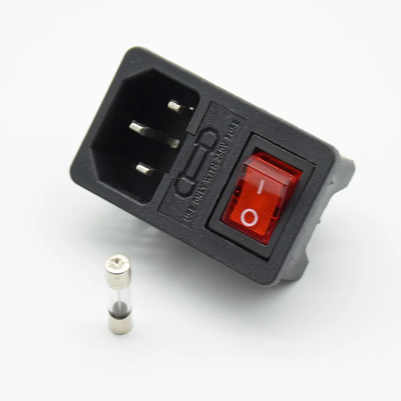 1 шт. красный зелёный переключатель плавленый IEC 320 C14 Впускной Предохранитель питания вилка соединителя разъём с предохранителем 10A - Цвет: with 10A fuse