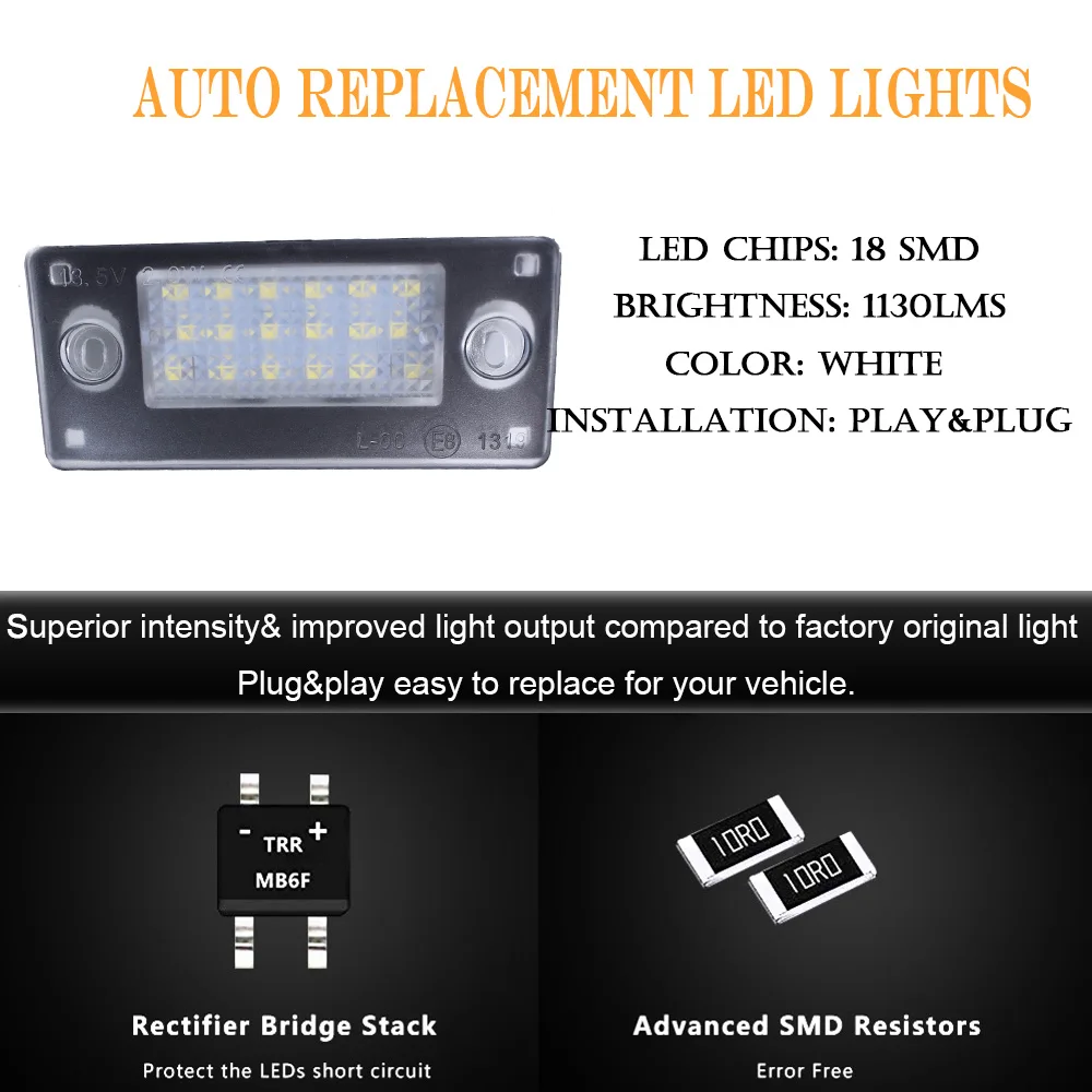 Hopstyling 2 шт./пара 18SMD светодиодный задний номерной знак светильник для Audi A4 S4 Avant RS4 B5
