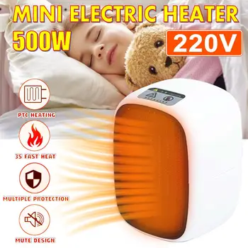 

Fan Heater Mini Electric Warm Air Countertop Home Room Handy Fast Power Saving PTC Ceramic Heating Office Room 220V 500W