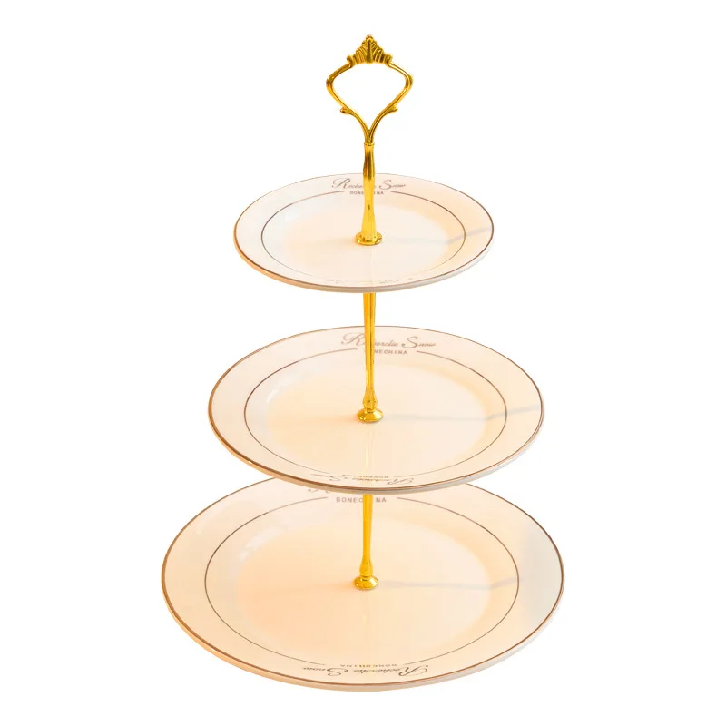 

Ceramic Three Layer Creative Plates Basket Living Room Fruit Afternoon Tea Dessert Table dan gao pan jia Household Candy Dried F