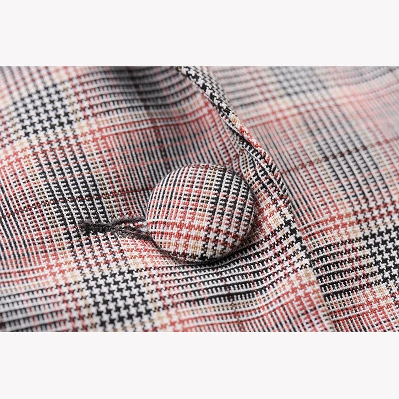 Маленький костюм пальто летняя одежда для женщин одна пуговица Slim Fit с коротким рукавом оранжевый черный и белый с рисунком Бизнес Рабочая одежда Sui