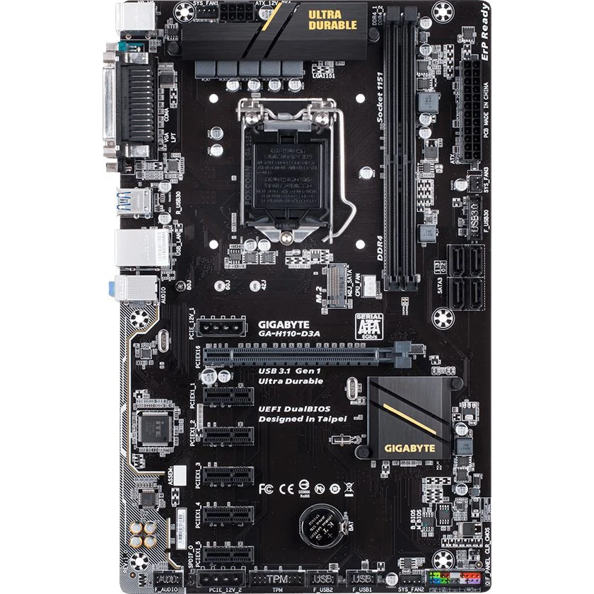 Материнская плата Gigabyte GA-H110-D3A Soc-1151 Intel H110 2xDDR4 ATX AC`97 8ch(7.1) GbLAN+VGA