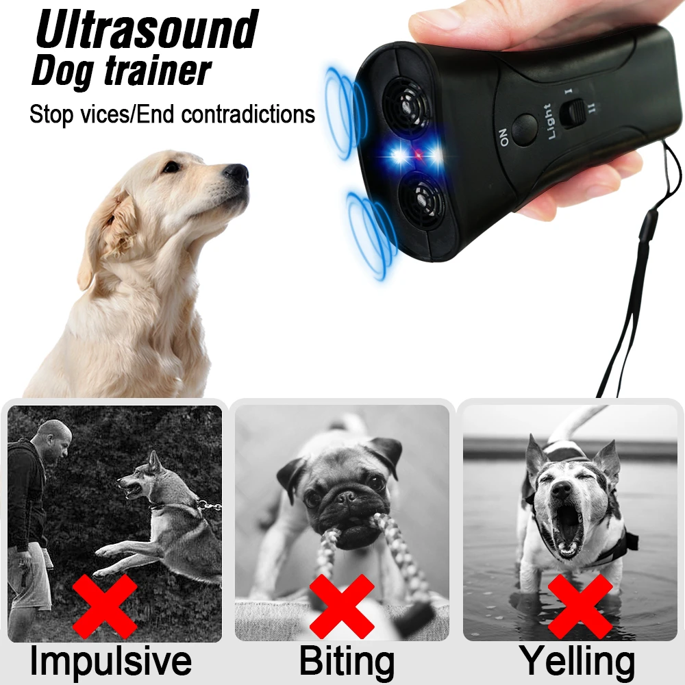 Pet Dog Repeller Anti Barking Bark Deterrents Training Device Trainer LED Ultrasonic 3 in 1 Anti Barking Ultrasonic Dogs Whistle dog whistle dog trainer