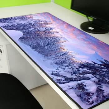 

Yuzuoan Winter Tree Cover Snow Mousepad Natural Rubber Non-slip Lock Edge Mouse Pad Computer Table Mat 40x90cm30x60cm