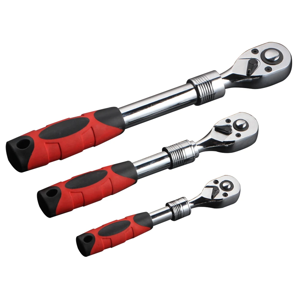 

3pcs Extendable Handle Repair Tool Drive Adjustable Automatic 72 Tooth Quick Release Ratchet Wrench Set Handheld Vehicle Spanner