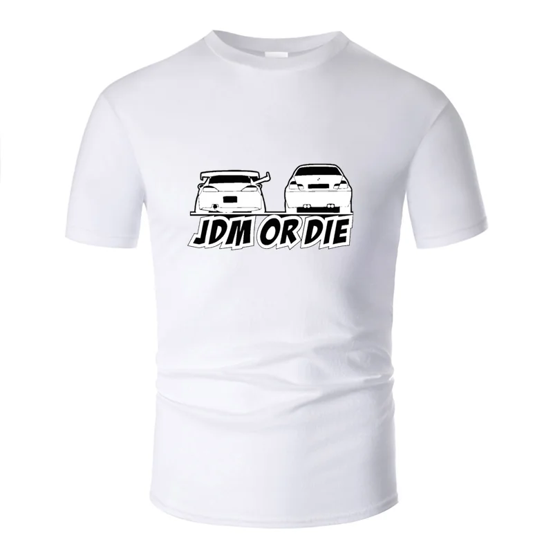 Men-White Футболка с принтом Better jdm or die, одноцветная, размер S-5xl, Kawaii, Мужская футболка, Harajuku, против морщин, в стиле хип-хоп - Цвет: Men-White