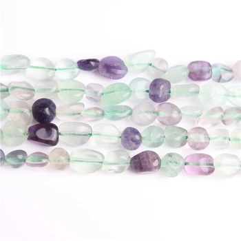 

Linxiang 6x8 8x10mm Natural irregular Colored fluorite loose beads, used for jewelry DIY Stone Bracelet Necklace