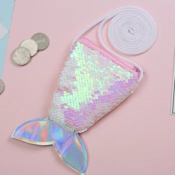 

Shoulder Casual Coin Purse Sequins Gift Fish Tail Pouch Crossbody Cute Girls Zipper Kids Mini Wallet