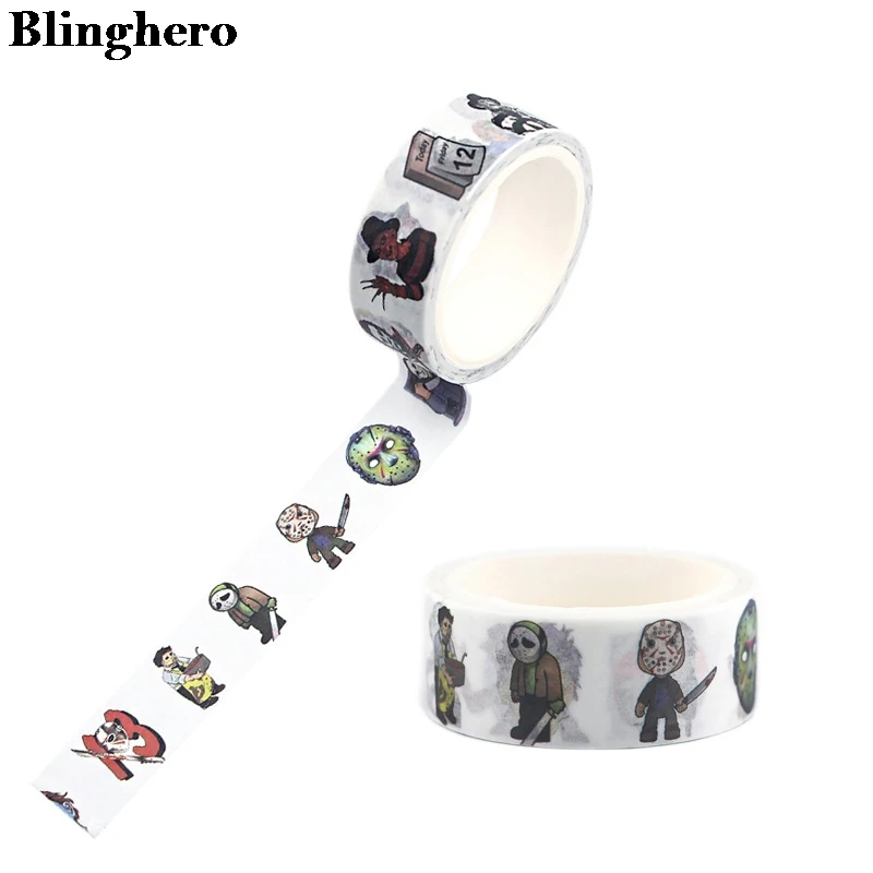 

Blinghero Four 15mmX5m Horror Killers Washi Tape Paper DIY Decorative Adhesive Tape Stationery Masking Tapes ZC0038