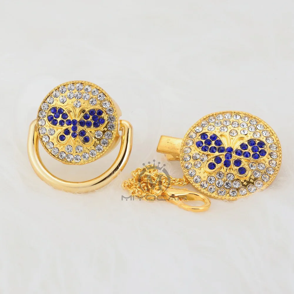 MIYOCAR Bling синяя бабочка соска и зажим набор соска держатель цепи bling бабочка соска уникальный дизайн ABBF-1