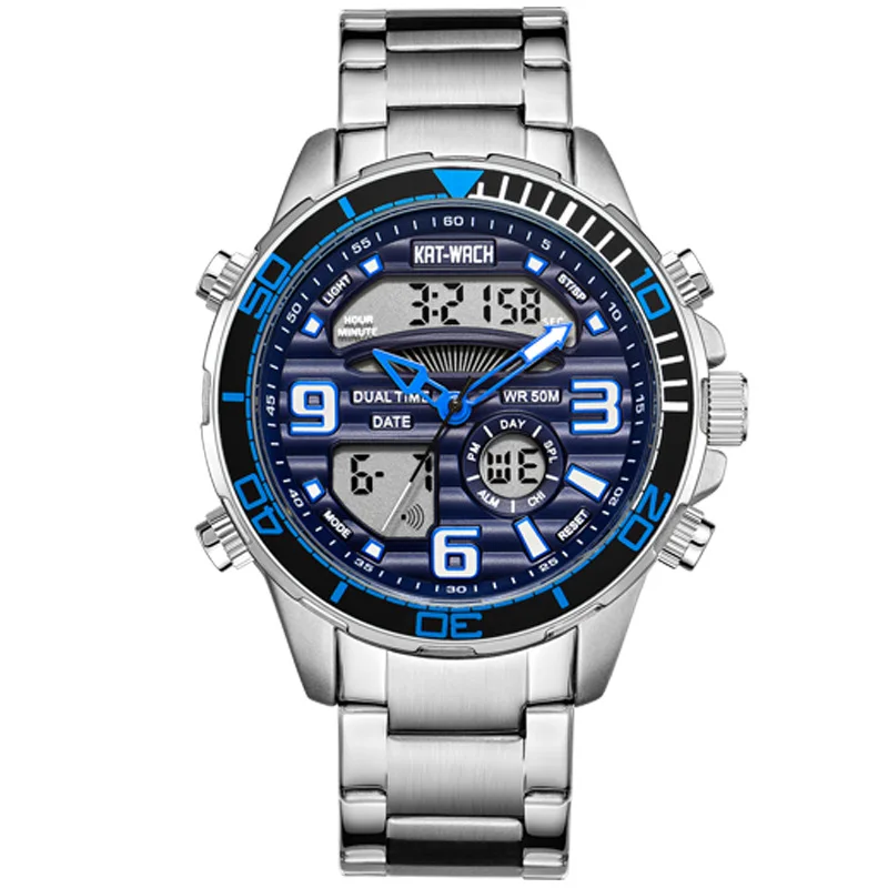 

Kt Special Steel Belt Men Watch Student Sports More Function Electronic Led Luminous Watch 1881