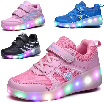 

Kids Glowing Sneakers with Light Roller Skates Shoes Child Led Wheels Shoes Light Up Shoes for Kids Boys Girls tenis infantil