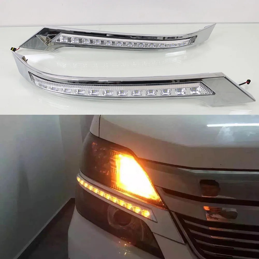 

Car Flashing 2PCS DRL For Toyota Vellfire 2008 2009 2010 2011 LED DRL Daytime Running Lights Daylight Waterproof Turn Signal