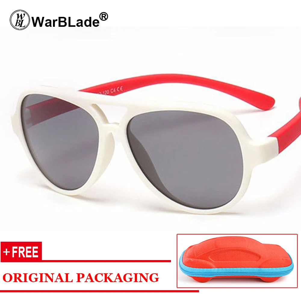 white red WarBLade гибкие очки Детские поляризованные винтажные TR90 солнечные очки для мальчиков птички Мягкие силиконовые детские очки Наружные защитные очки - Цвет линз: white red