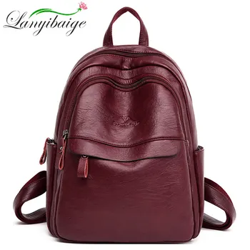 

Women Backpack Women Leather Travel Backpack mochila mujer school bags for teenage girls Preppy Female shoulder bag Sac A Dos