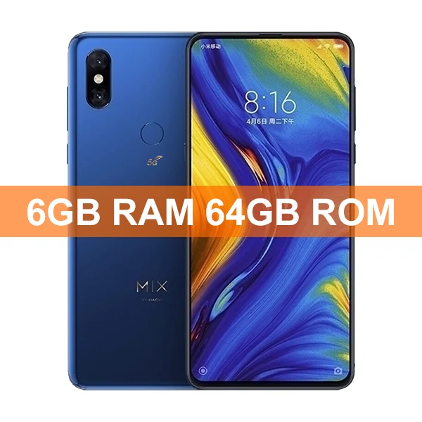 Глобальная версия мобильного телефона Xiaomi mi x 3 5G 6 Гб 64 Гб/128 ГБ Восьмиядерный слайдер Snapdragon 855 6,39 дюйма фронтальная камера 24 МП NFC - Цвет: Blue 6GB 64GB