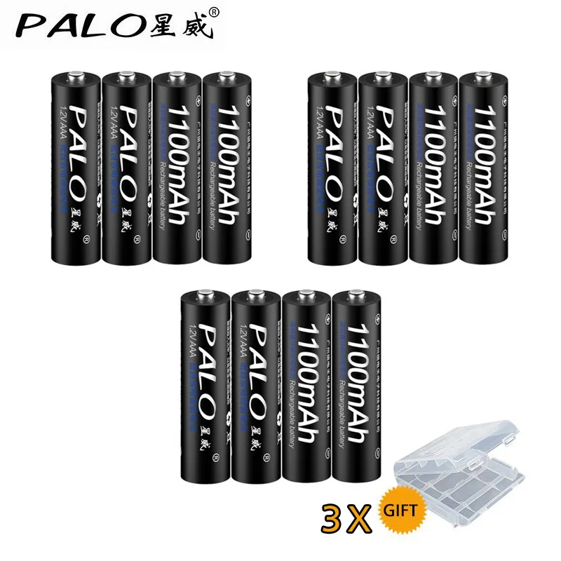 12 шт PALO 1,2 V AAA NIMH перезаряжаемые батареи 1100mAh 3A AAA перезаряжаемые батареи