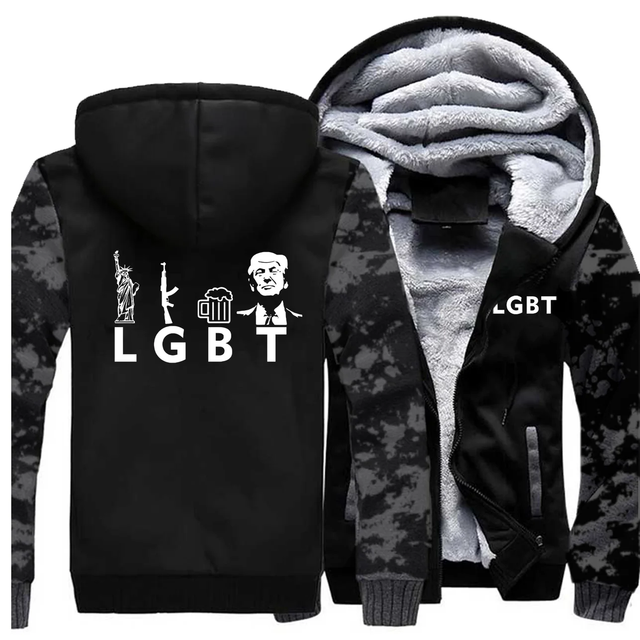 buy Creative Novelty Printing Liberty Guns Beer Trump Jacket For Male Casual Hip Hop Clothing Winter Thicken Brand Outwear Mens Coat