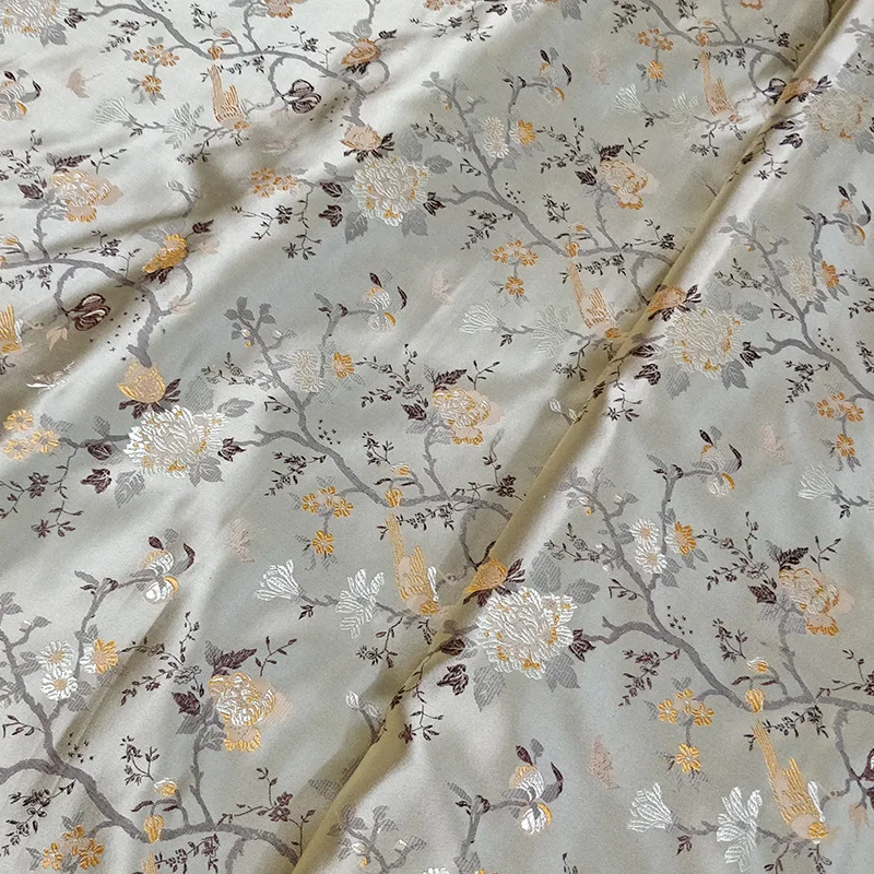 

Жаккардовое платье-Ципао из натуральной 100-процентной шелковой парчовой ткани, атласный костюм в старинном стиле Хань, костюм Ципао Тан, ночная рубашка, Magpie