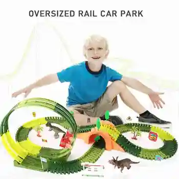 

Electric Dinosaur Track Toys For Children DIY Assembled Magical Dinosaur Racing Track Toy Set Roller Coaster Toys For Kids Gifts