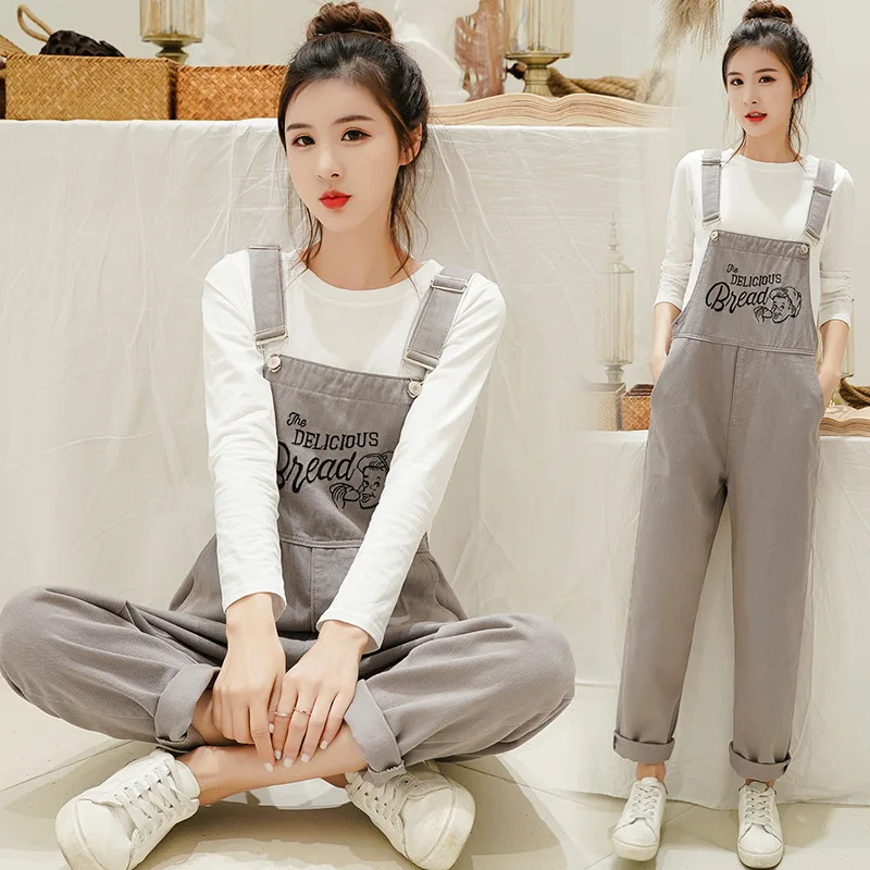 

Pregnant Women Spring Set Hot Mom Pregnant Women Suspender Pants Set Long-sleeved Upper Garment Spring And Summer Two-Piece Set
