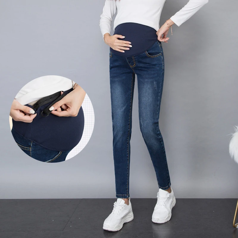 Pregnant Jeans Elastic Waist Band Women Maternity Pant Spring And