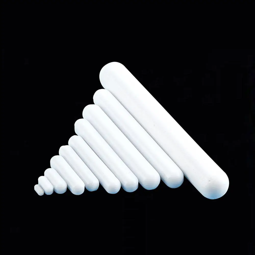 PTFE 마그네틱 교반기 바 원통형 교반 바, C 타입 마그네틱 실험실 화학 교반 바 믹서, 흰색 스핀 바, 10 개
