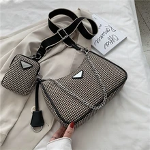 2020 Hobos Women Crossbody Shoulder Bags Causal Luxury Designer Handbags With Mini Houndstooth Plaid Pockets For For Daily