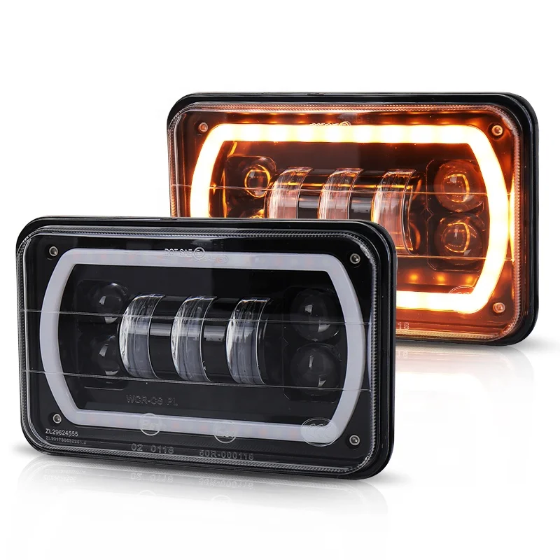 

accessories 4X6'' led car headlight with white DRL for truck,tractor in auto lighting system
