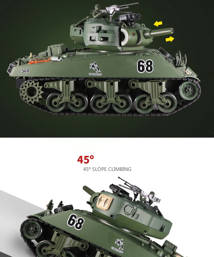1/20 2,4G rc Танк США Шерман M4A3 Танк 15 каналов Тактический основной автомобиль военный боевой танк Модель со стрельбой детские игрушки