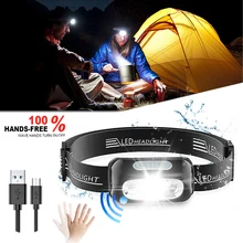 

30000Lm Mini LED Headlamp Body Motion Sensor Headlight Rechargeable 5Modes Camping Flashlight Head Light Torch Lamp with USB