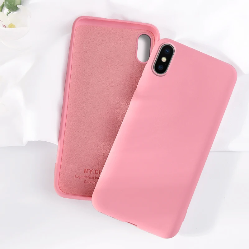 10 шт./партия Жидкая силиконовая Резина мягкий чехол для iPhone 11 Pro Max 6 6S 7 8 Plus Phone Coque для iPhone X XS Max XR - Цвет: Розовый