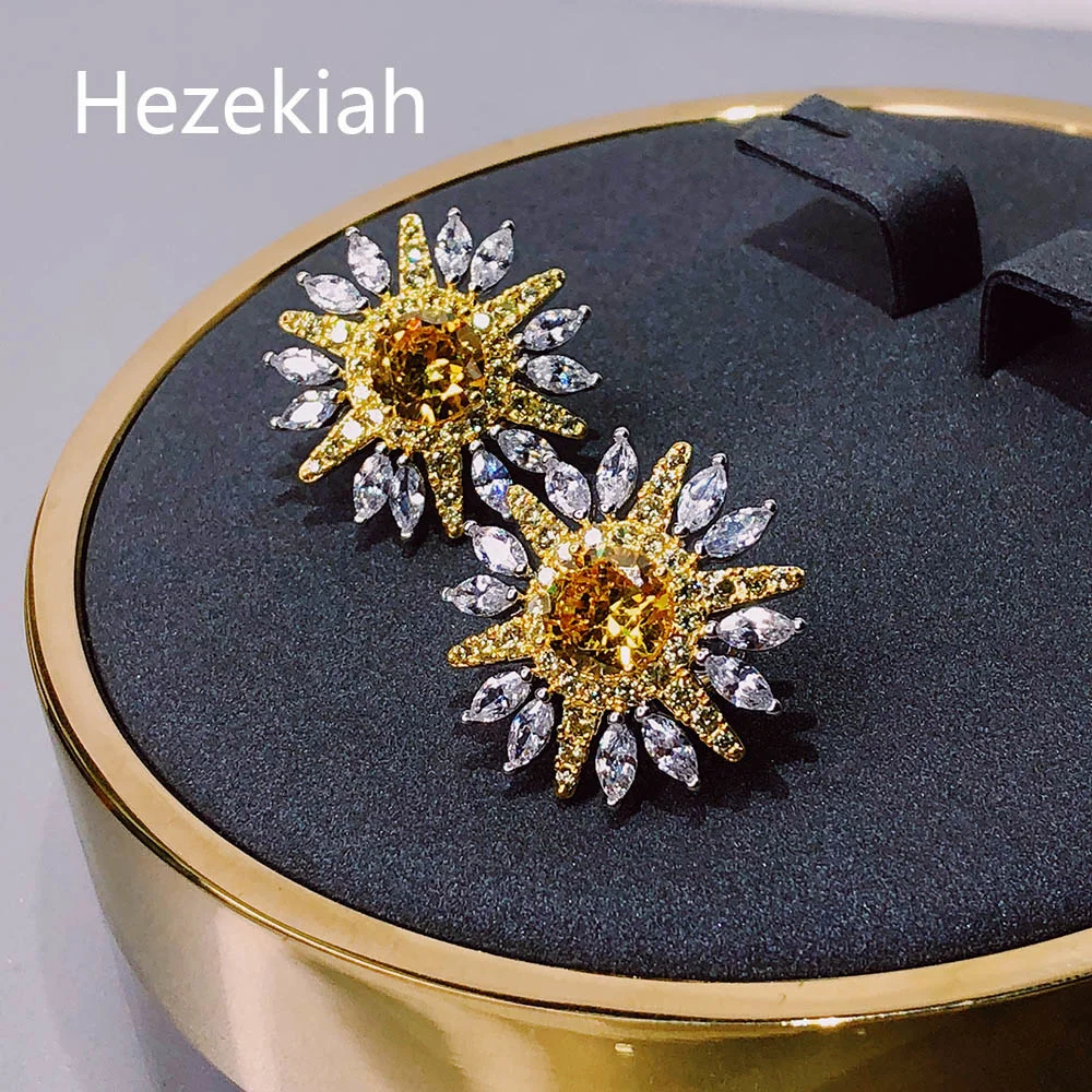 Sunflower Earrings Luxury Temperament Banquet French Quality Prom Party Noblewoman  Jewelry Alternative Fashion