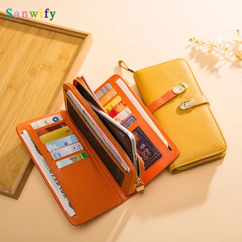 

Genuine Leather Designer Wallet Women Wallet Fashion Money Bag Cell Phone Pocket Ladies Luxury Long Purse