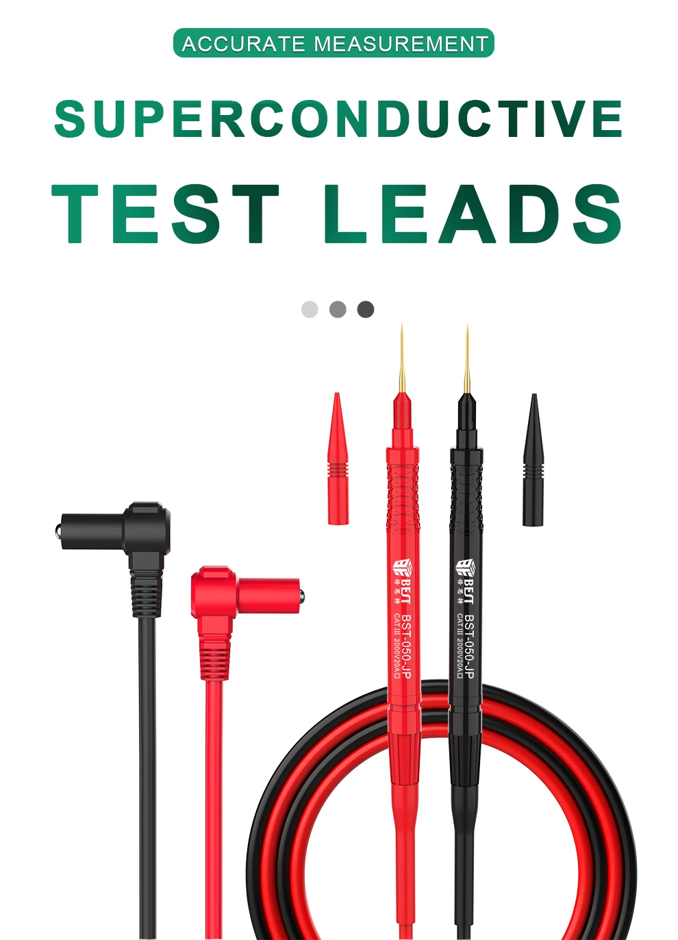 2000V 20A Test leads with thin replaceable probe tip and insulated silicone leads for digital multimeter accept banala plug power tool kits