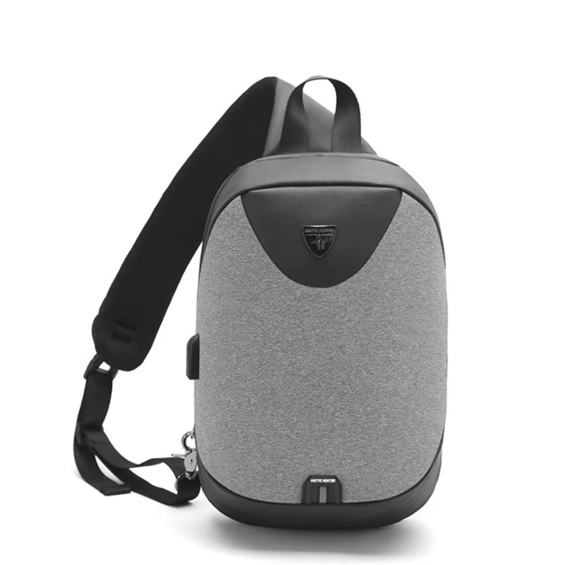 ARCTIC HUNTER Слинг Сумка через плечо с usb-портом для зарядки, мессенджер нагрудная сумка мужская школьная сумка современная сумка на плечо - Цвет: Light grey