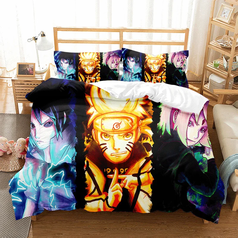 Ninja Uzumaki Uchiha Narutoes Bedding Set Duvet Cover Quilt Cover Pillowcase Double Queen King Size Kids Bedroom Home Textile 