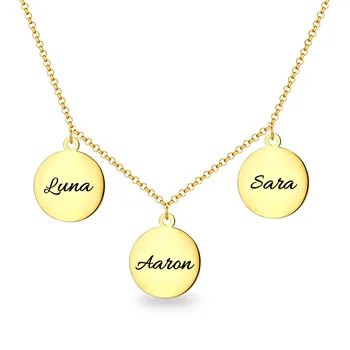 

AILIN New Arrival Female Triple Discs Name Necklace In Gold Color 3 Circle Pendant For Wife/Girlfriend Anniversary Gift